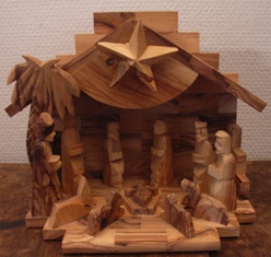 Kerststal met muziek (20 cm)