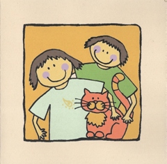 Jongen en meisje met poes