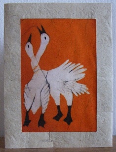 Twee kraanvogels oranje