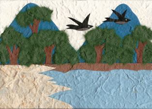 Landschap met vogels