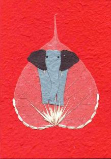 Olifant op gedroogd blad, rood