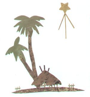 Kerststal onder de palmboom